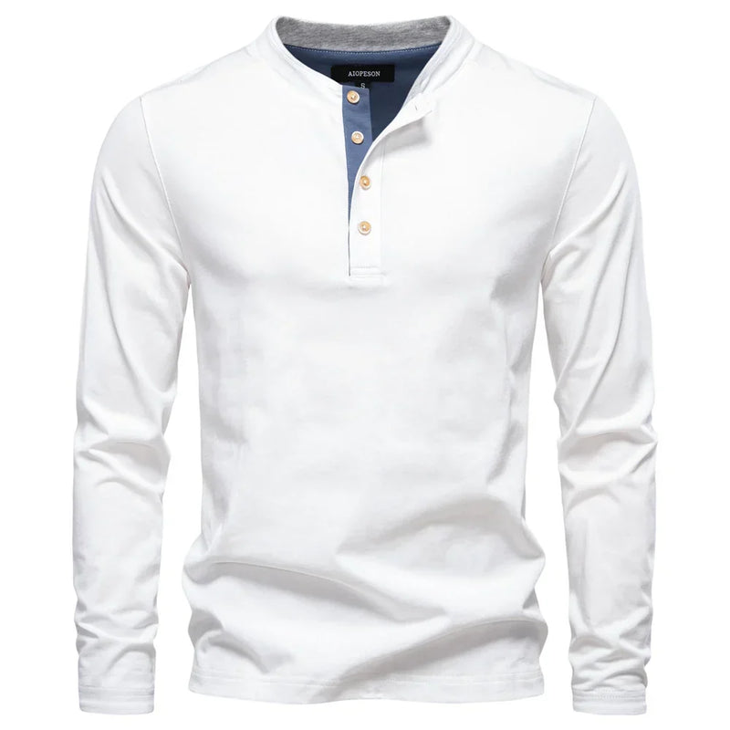 Henley Heren Shirt Met Lange Mouwen