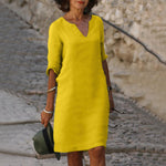 Cassie | Notch Neck Half-Sleeve Shift Dress