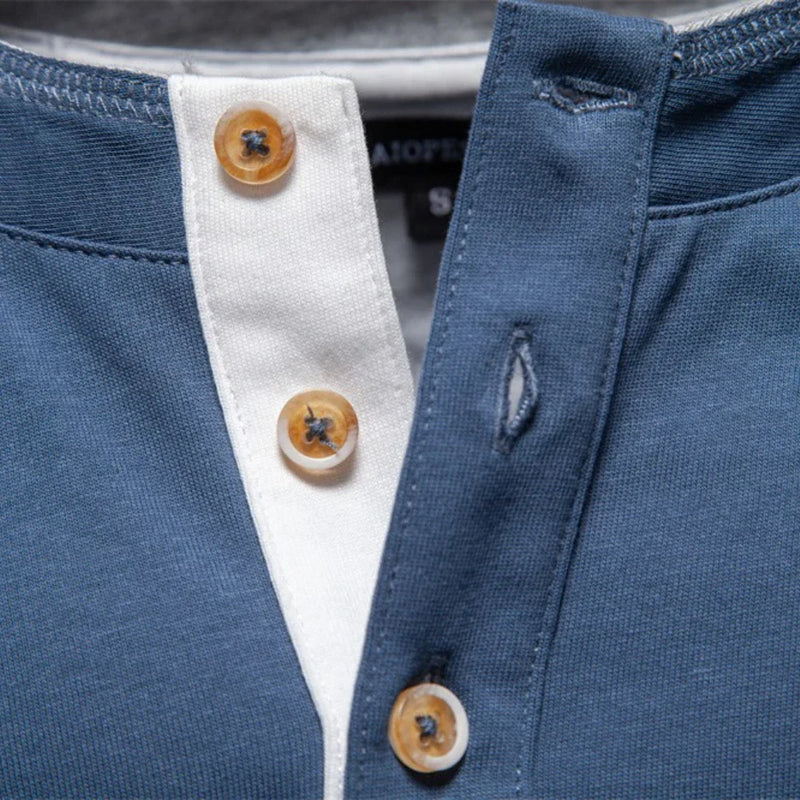Henley Heren Shirt Met Lange Mouwen