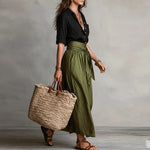 Jeanelle | Linen Shirt & Tie-Waist Skirt Set