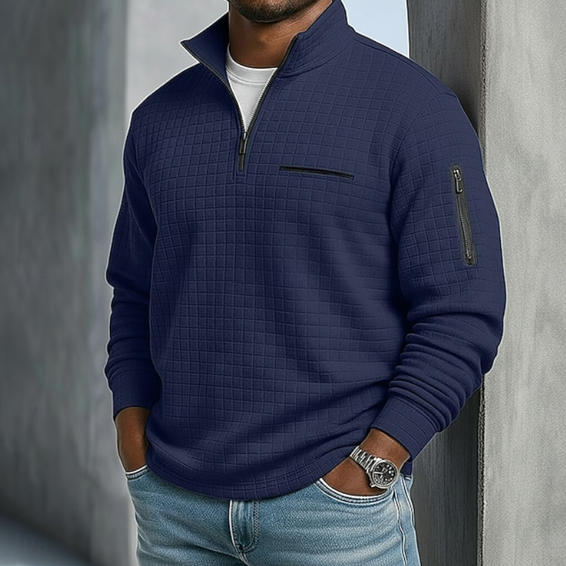 Jasper wafelshirt marineblauw