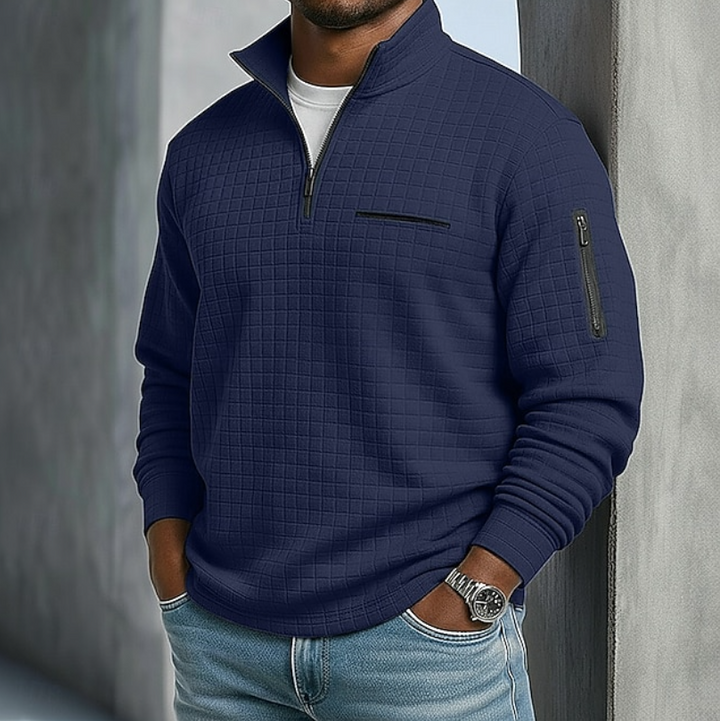 Jasper wafelshirt marineblauw