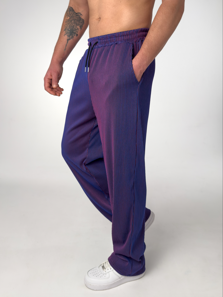 Mats luchtige gestreepte broek in violetblauw