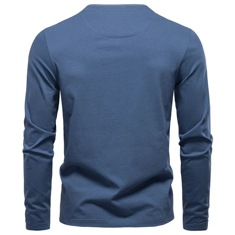 Henley Heren Shirt Met Lange Mouwen