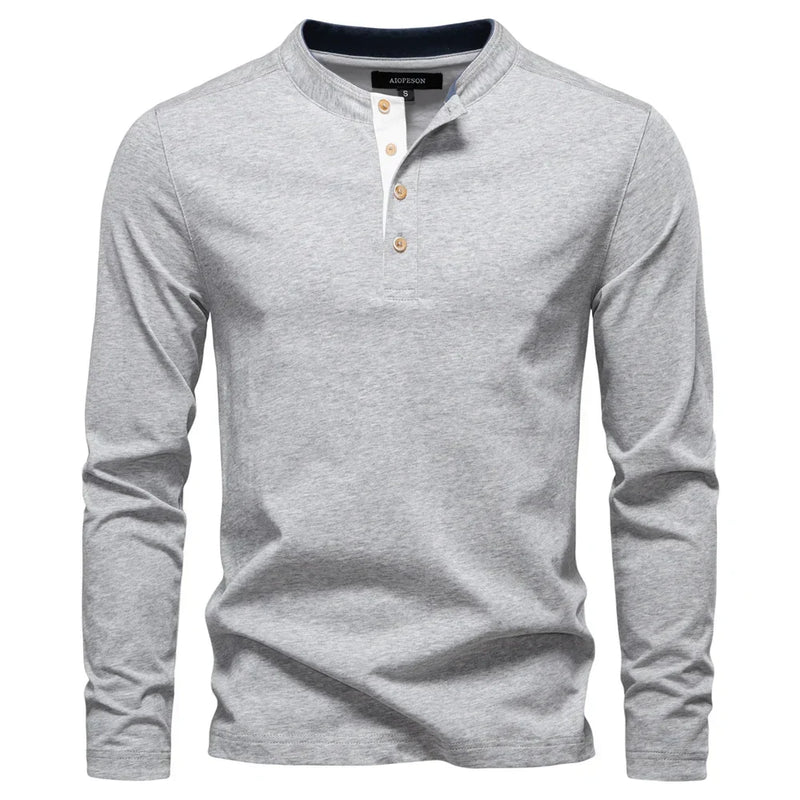Henley Heren Shirt Met Lange Mouwen