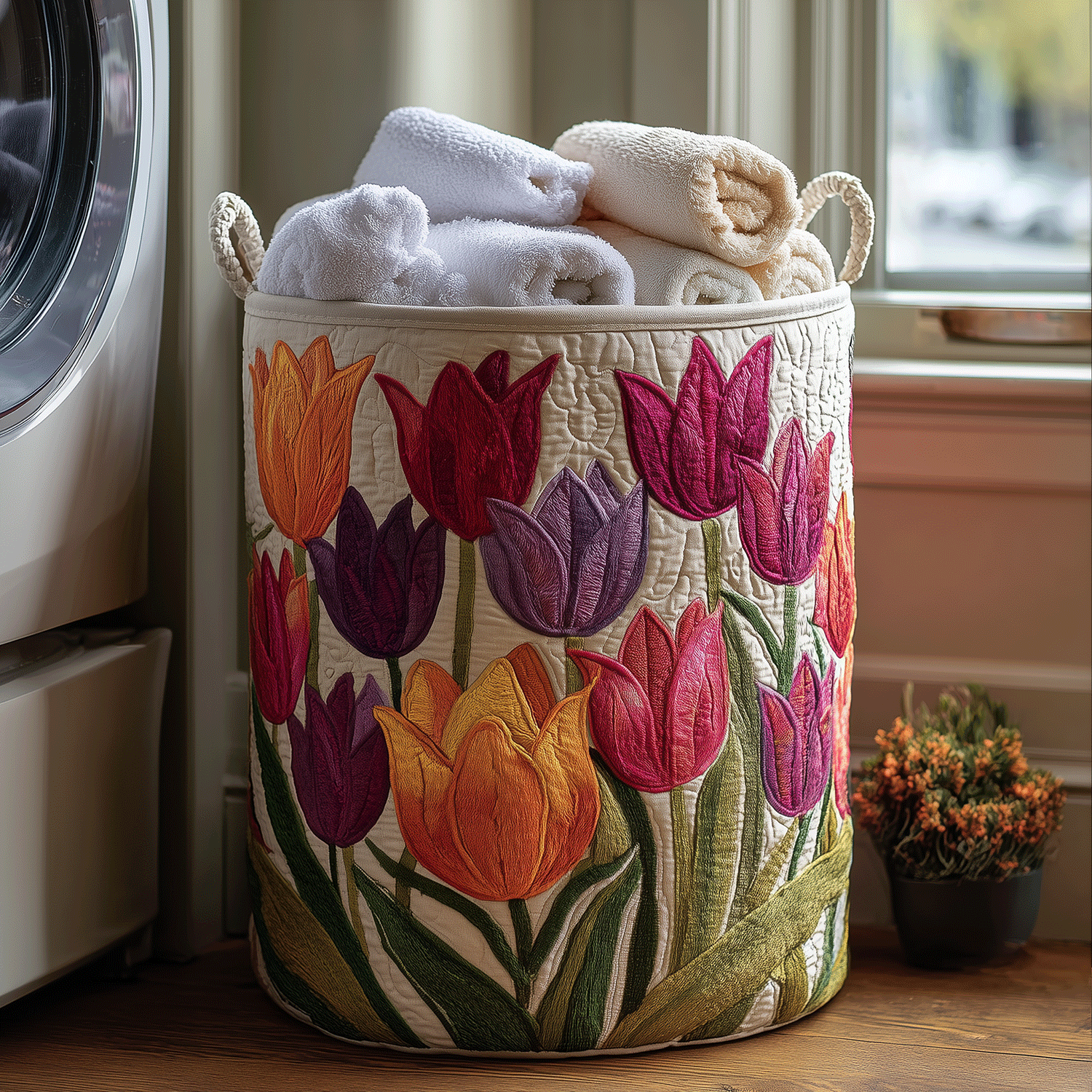 Spring Tulip Laundry Basket