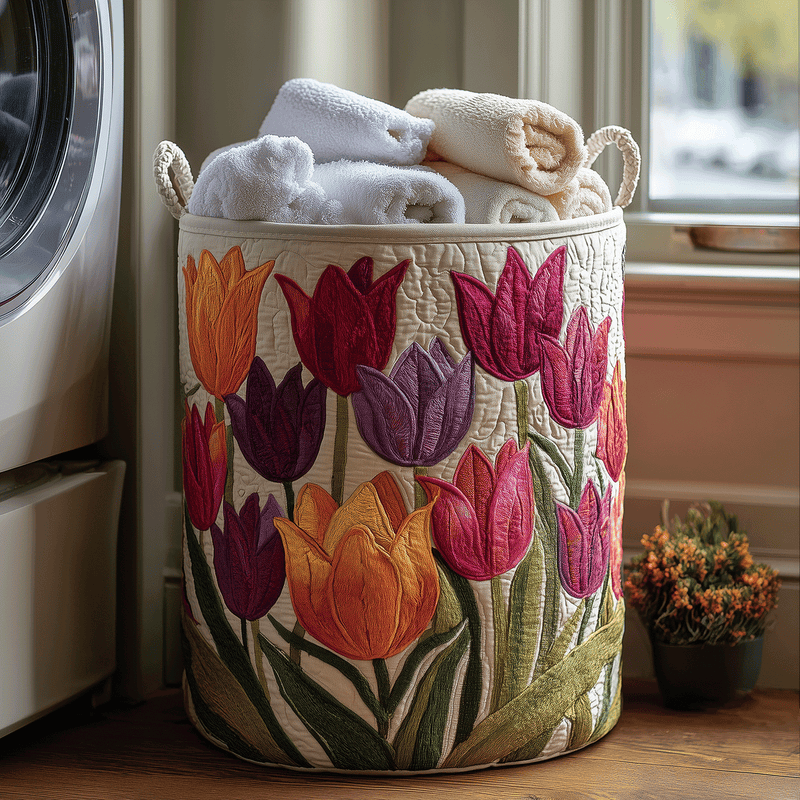 Spring Tulip Laundry Basket