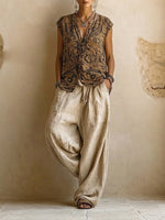 Giulia | Layered Boho Print Top & Wide-Leg Trouser Set