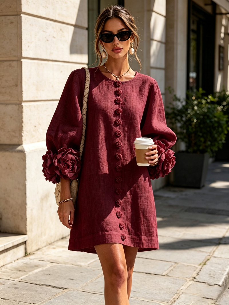 AOIBHEANN | ROSETTE-CUFF MINI DRESS