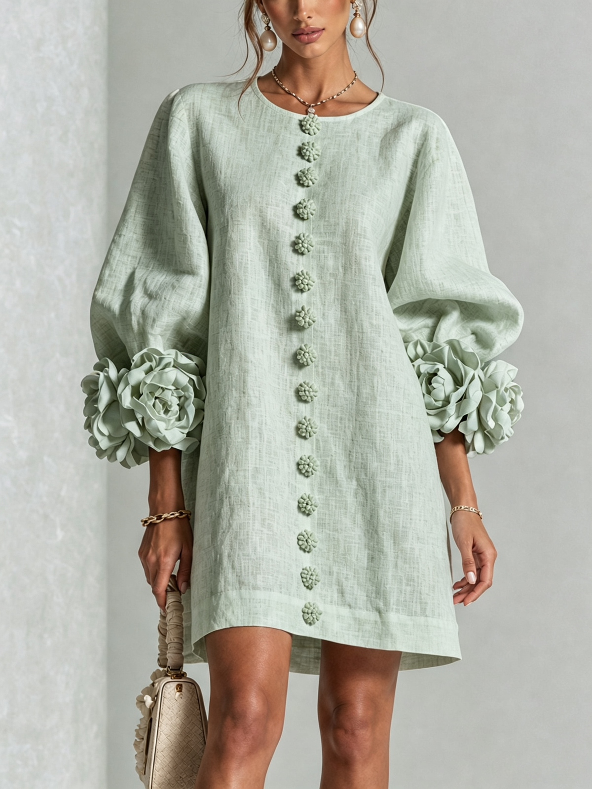 AOIBHEANN | ROSETTE-CUFF MINI DRESS