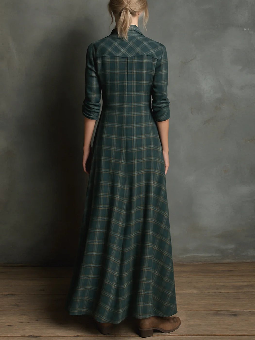 Valentine | Lange Geruite Dress
