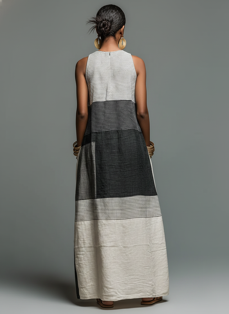 Nadia | Colour Block Stripe Sleeveless Maxi Dress
