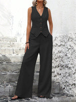 Margot | Button-Front Waistcoat & Wide-Leg Trousers Set