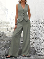 Margot | Button-Front Waistcoat & Wide-Leg Trousers Set