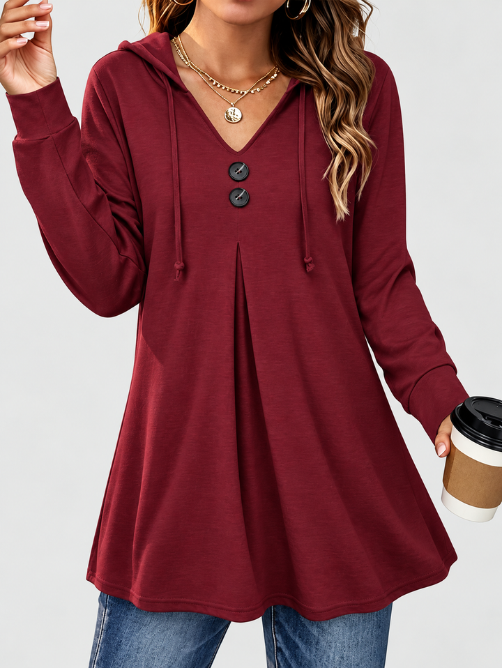 Elin | Lange Hoodie met V-Hals