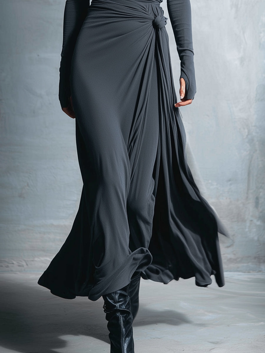 Naomie | Maxi-jurk met Zijde en Knoopdetails