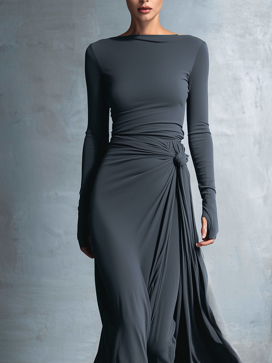Naomie | Maxi-jurk met Zijde en Knoopdetails