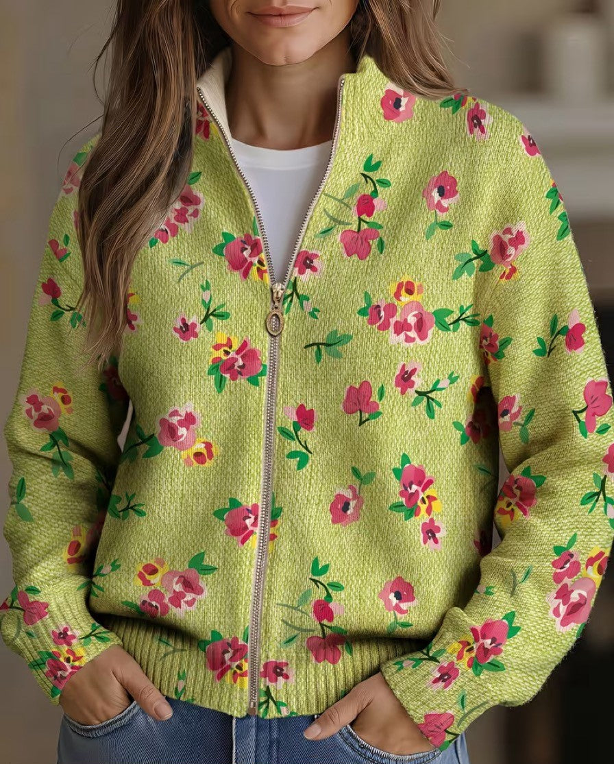 Constance™ | Roze Bloemige Limoen Rits Vest