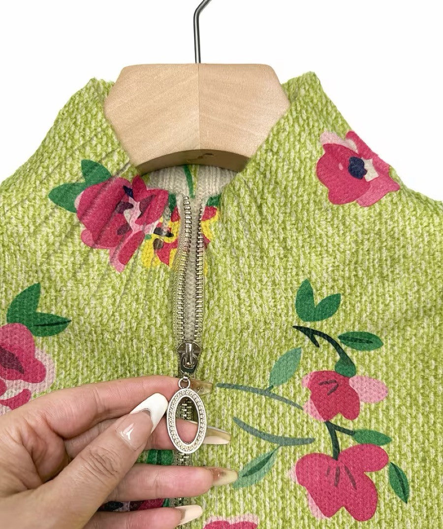 Constance™ | Roze Bloemige Limoen Rits Vest