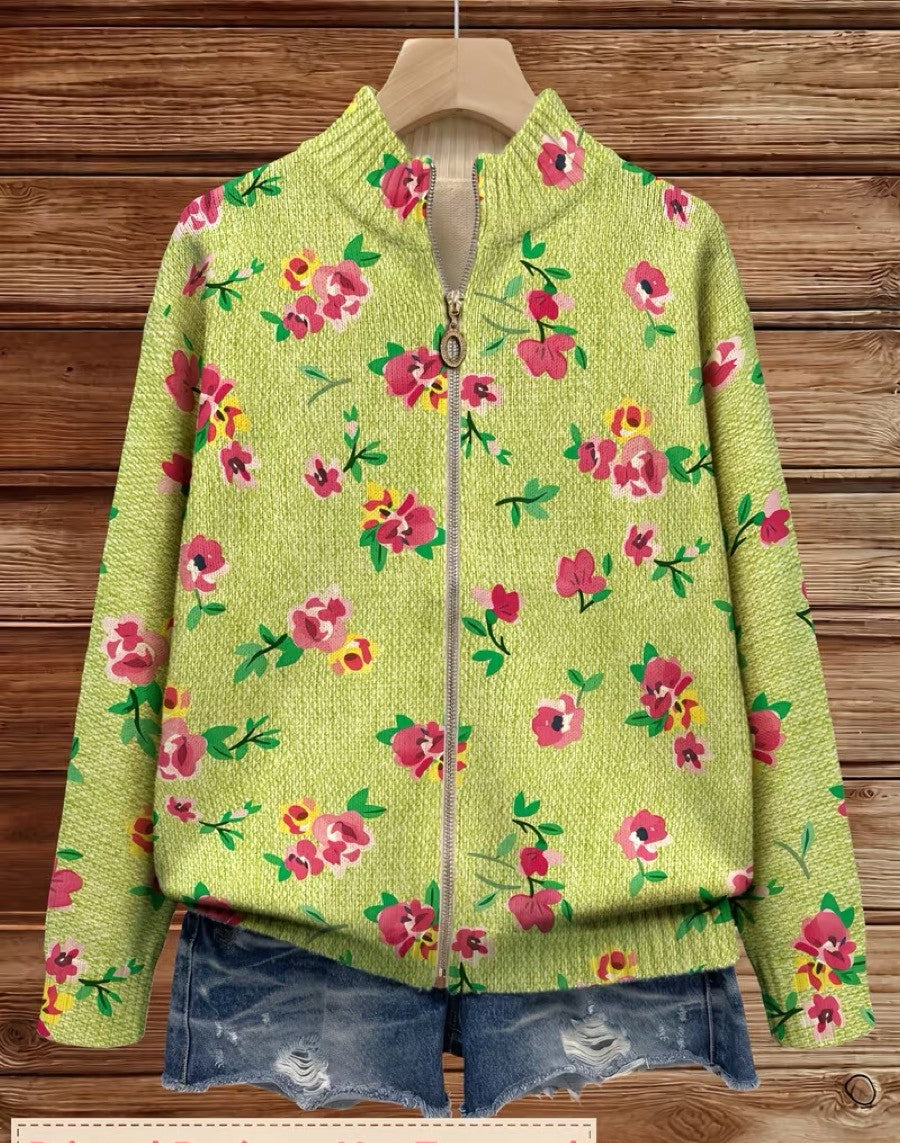 Constance™ | Roze Bloemige Limoen Rits Vest