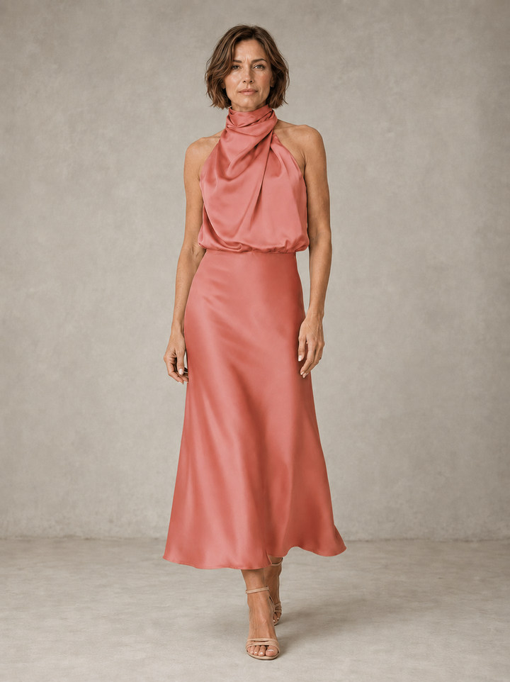 Harper | Halter Satijnen Avondjurk