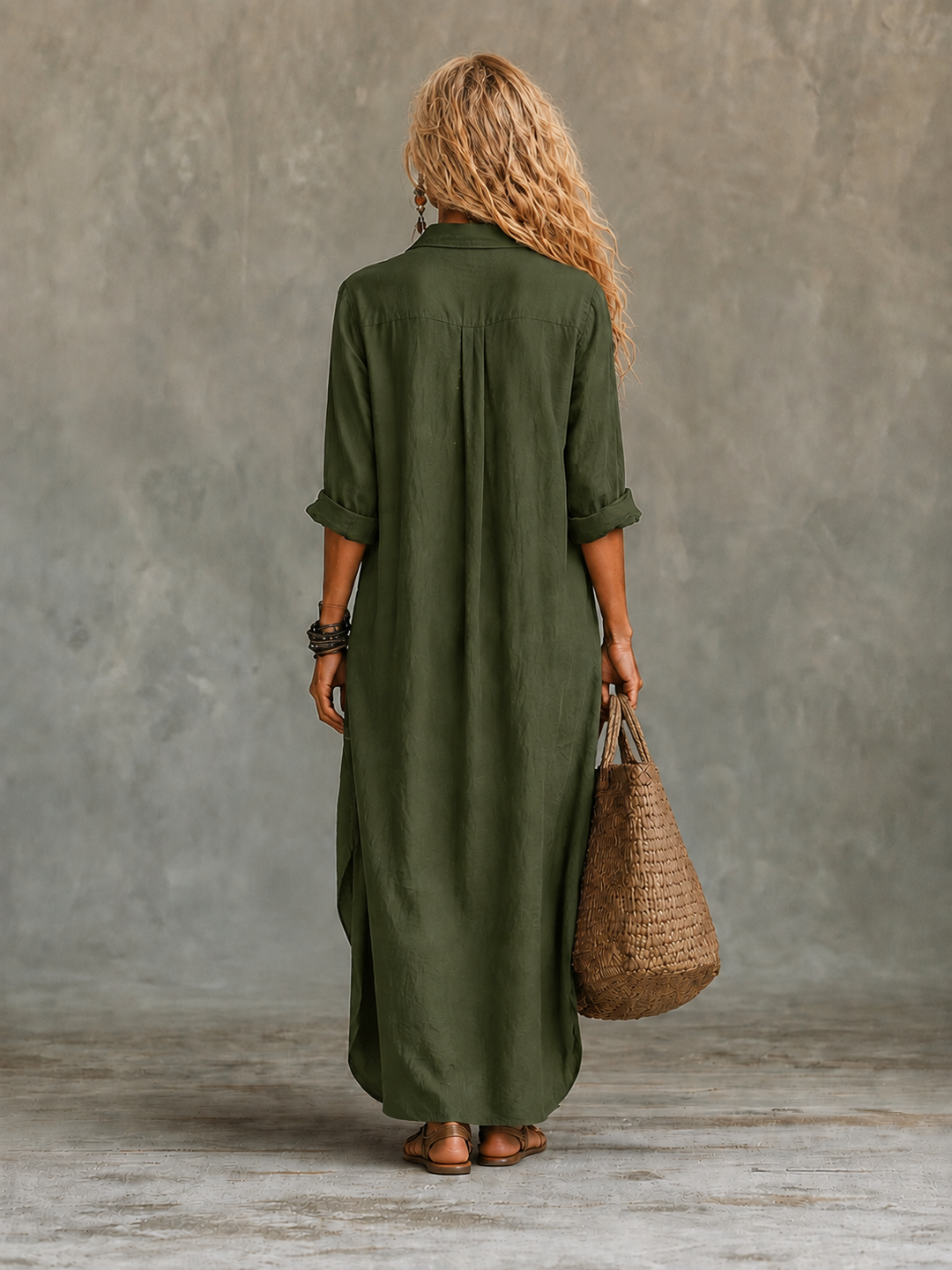 Vivienne | Knoop-Down Maxi Jurk voor Vrouwen