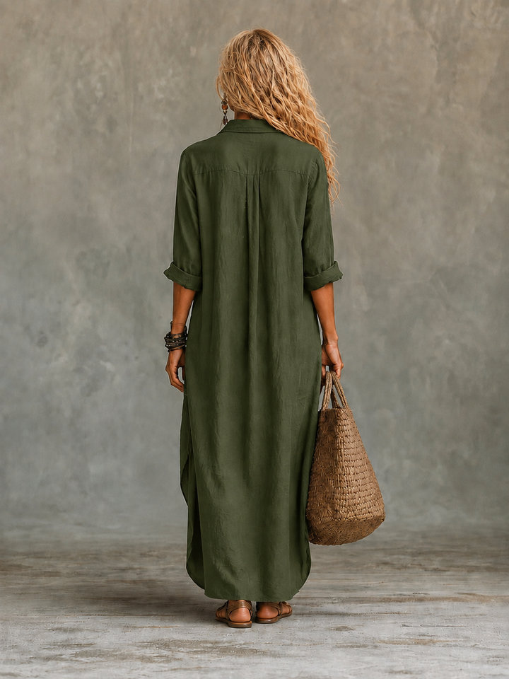 Vivienne | Knoop-Down Maxi Jurk voor Vrouwen