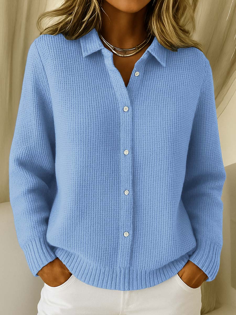 Katrina | Getextureerde Gebreide Knopen Cardigan
