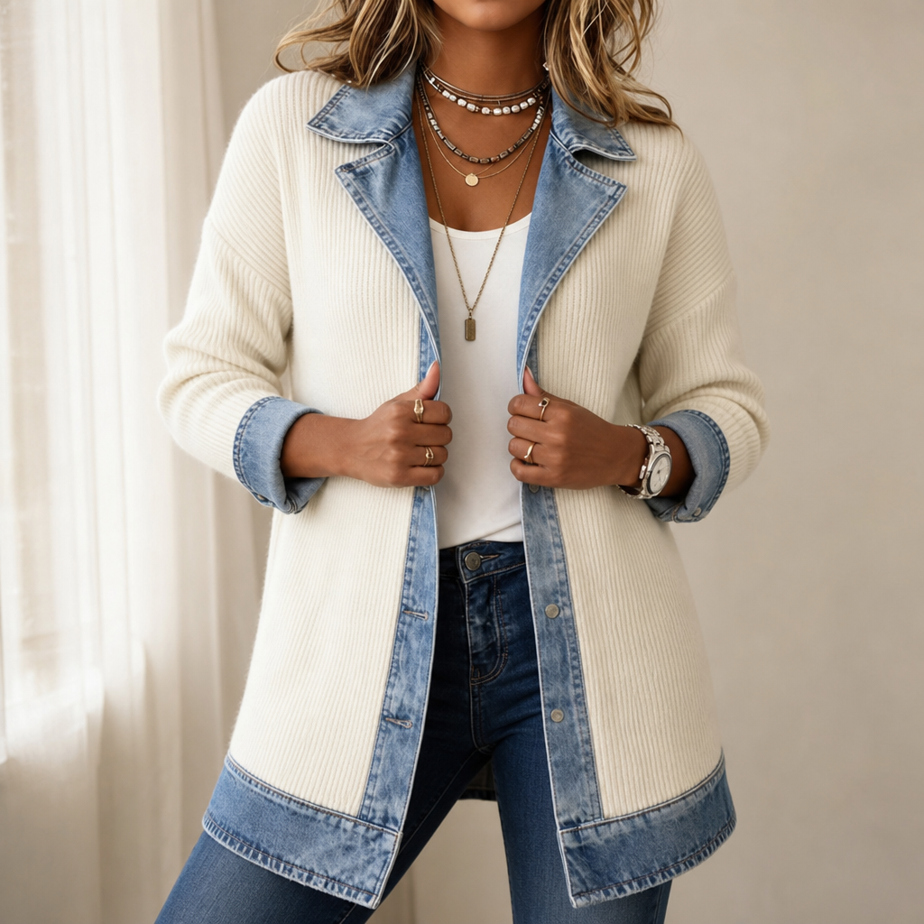 LINDE | GERIBD VEST MET DENIM DETAILS
