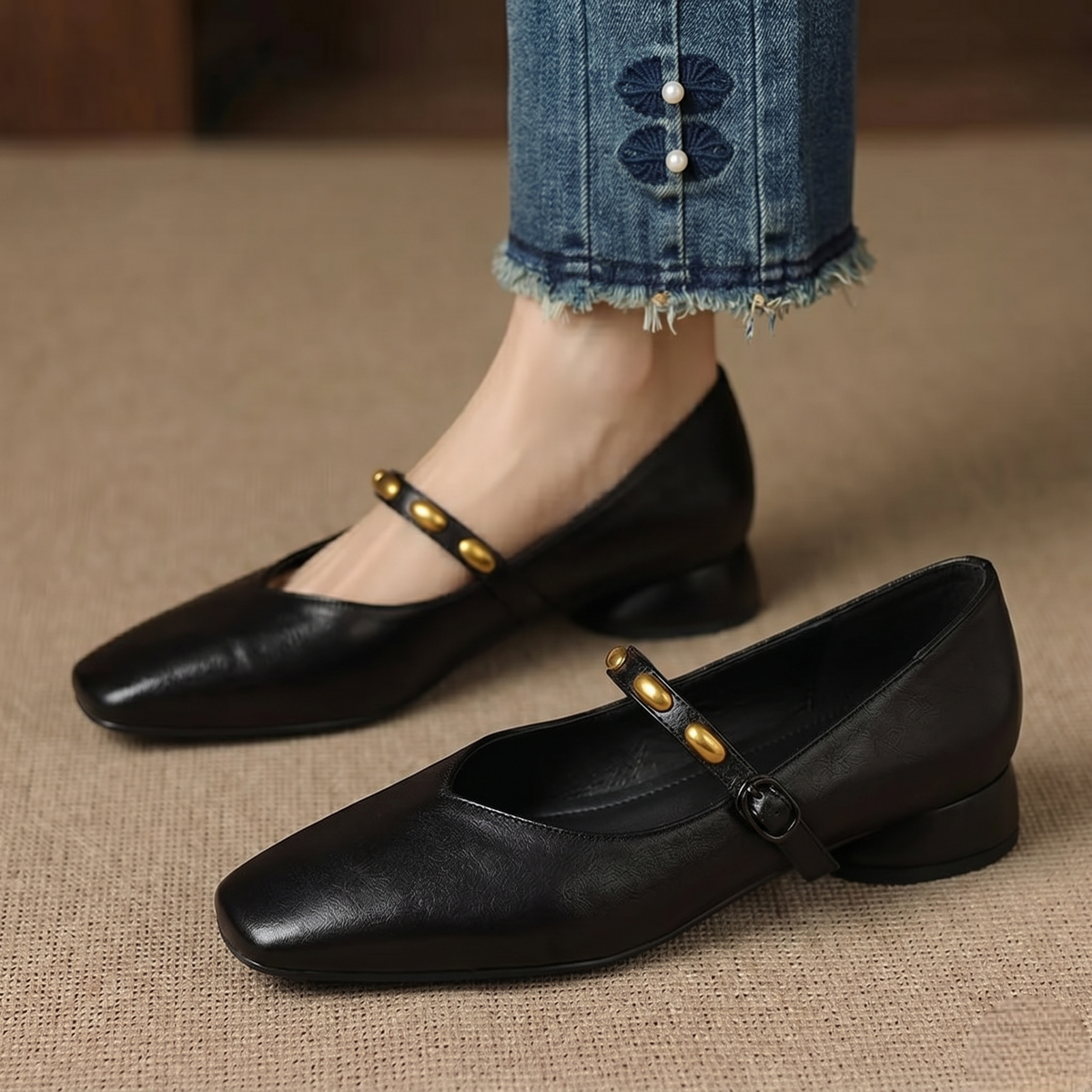 CLODAGH | Square-Toe Mary Jane Flats