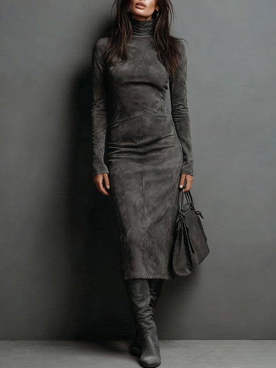 Lorène | Midi Lange Bruine Dress