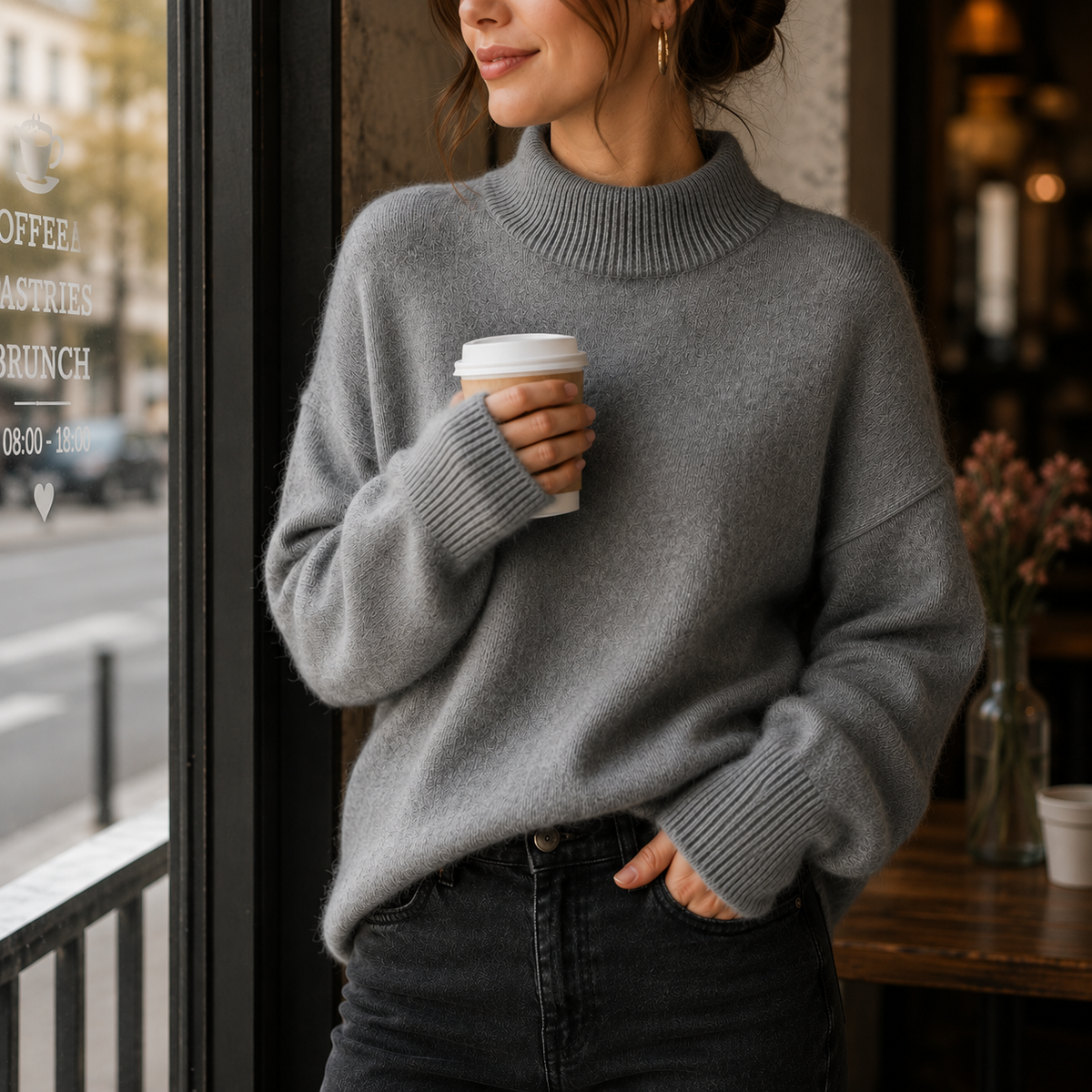 Eline | Tijdloze Beige Coltrui