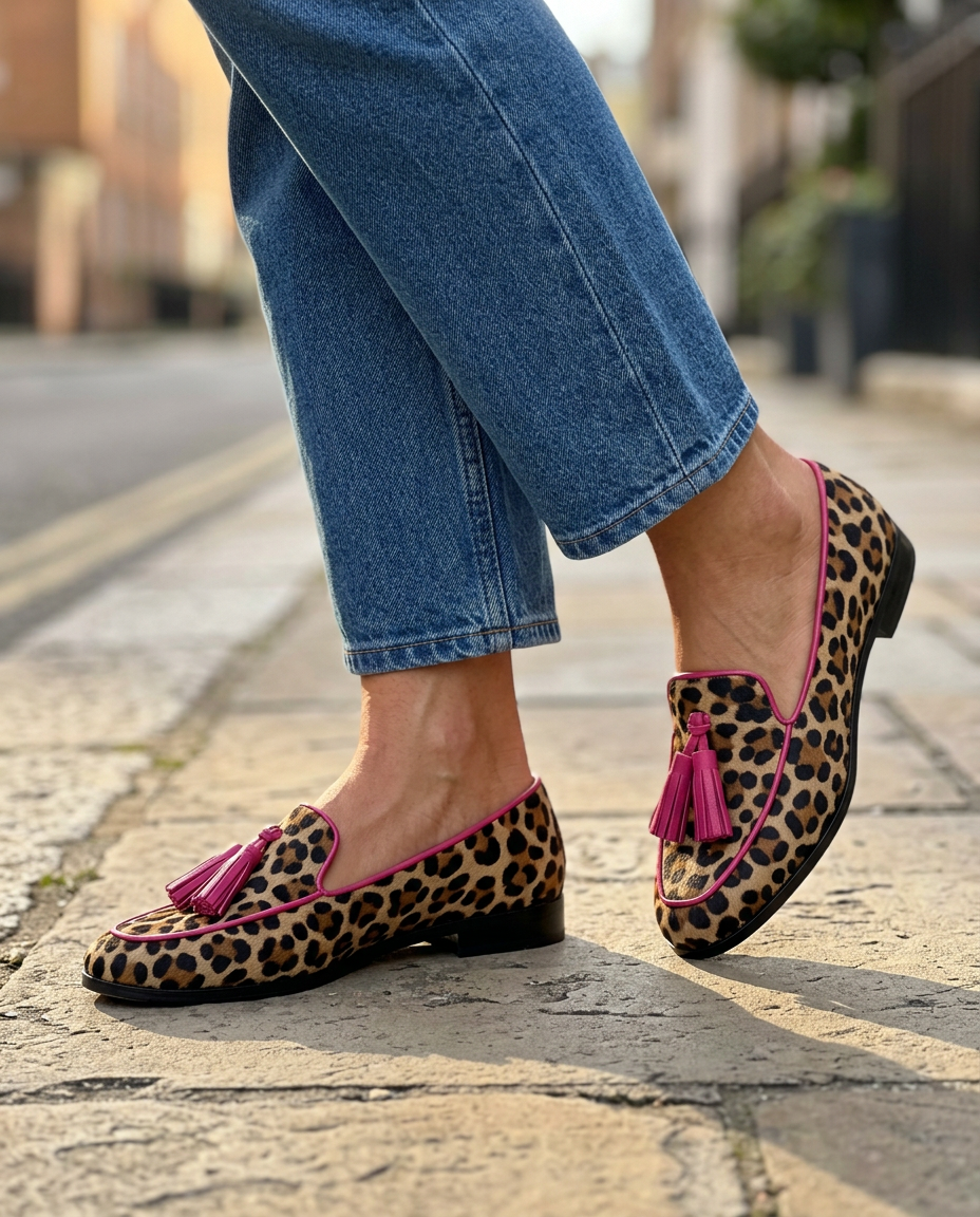 CELINE | MOCASSINS MET LUIPAARDPRINT EN KWASTJES
