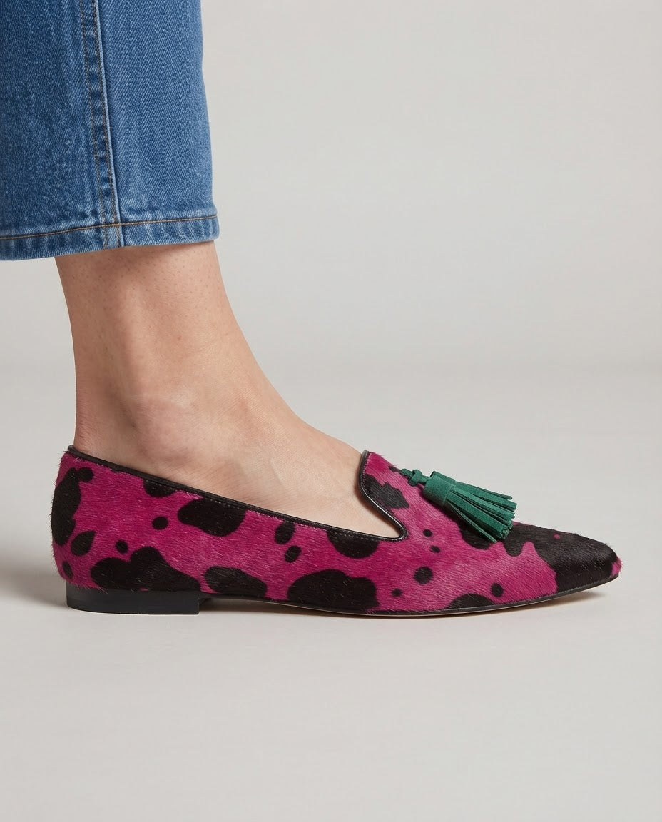 MANON | KLEURRIJKE MOCASSINS MET KOEIENPRINT