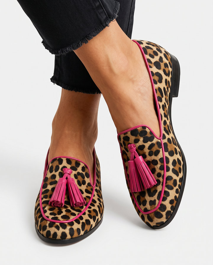 CELINE | MOCASSINS MET LUIPAARDPRINT EN KWASTJES