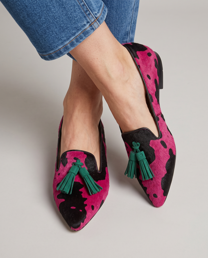 MANON | KLEURRIJKE MOCASSINS MET KOEIENPRINT