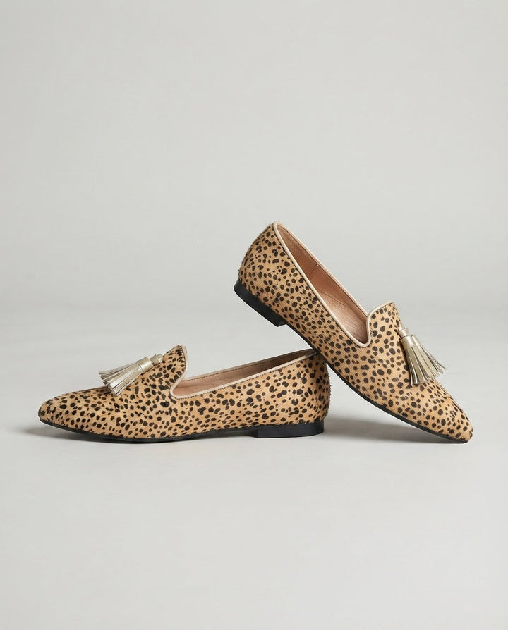 NELE | MOCASSINS MET CHEETAHPRINT EN GOUDEN KWASTJES