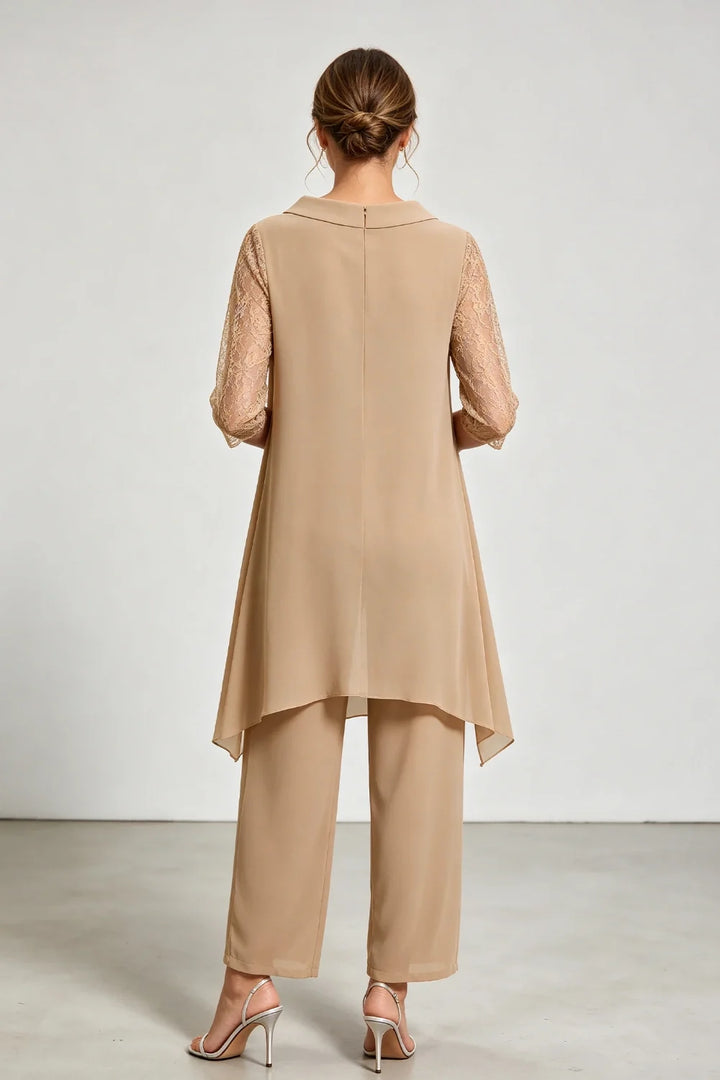 Caroline | Chiffon Broekpak met Kanten Mouwen