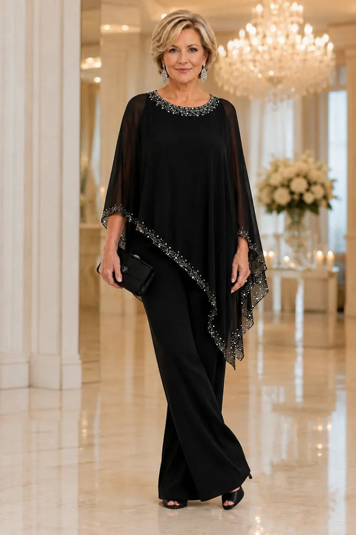 Claudia | Formeel Chiffon Broekpak met Cape