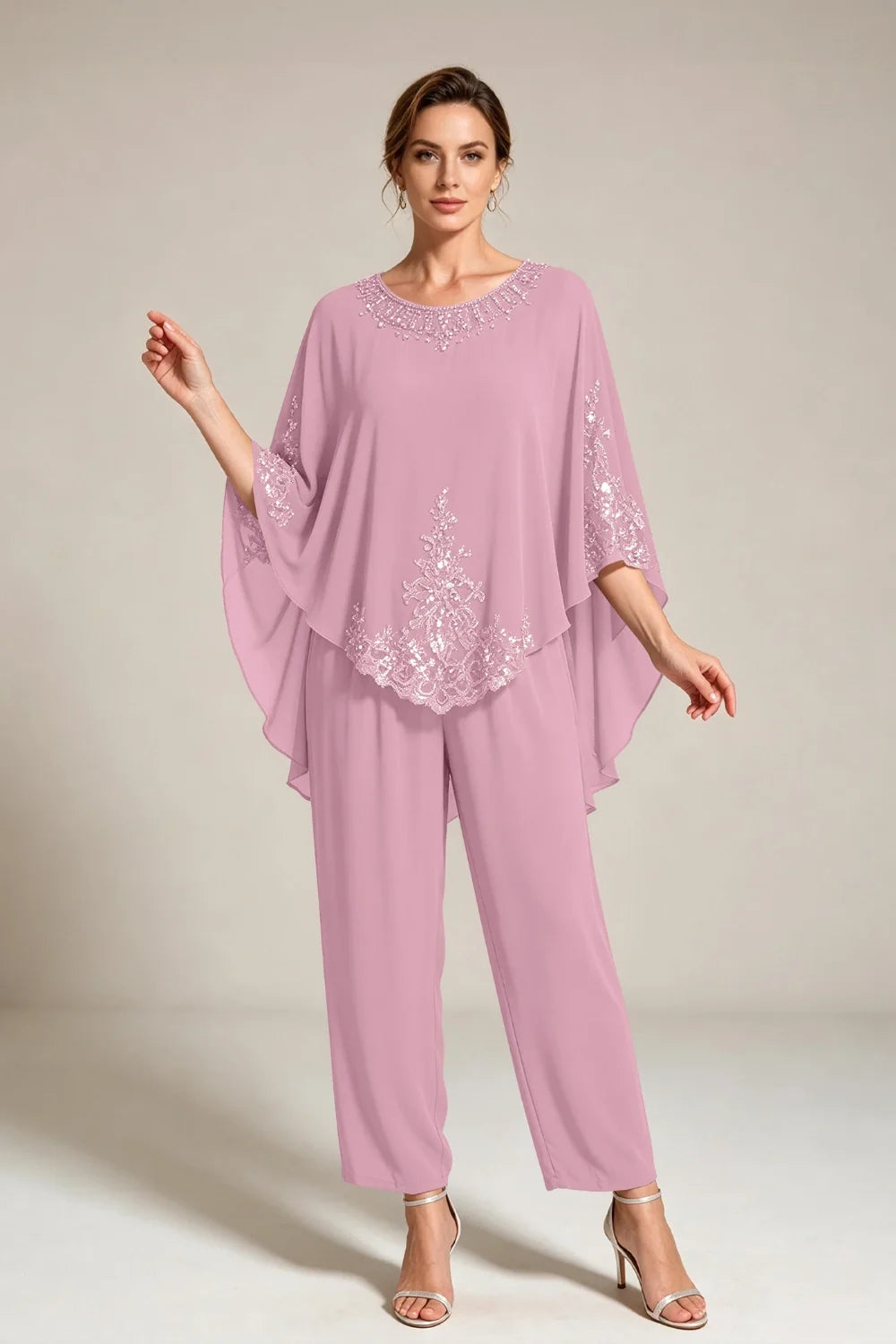 Ilse | Chiffon Broekpak met Cape-Mouwen