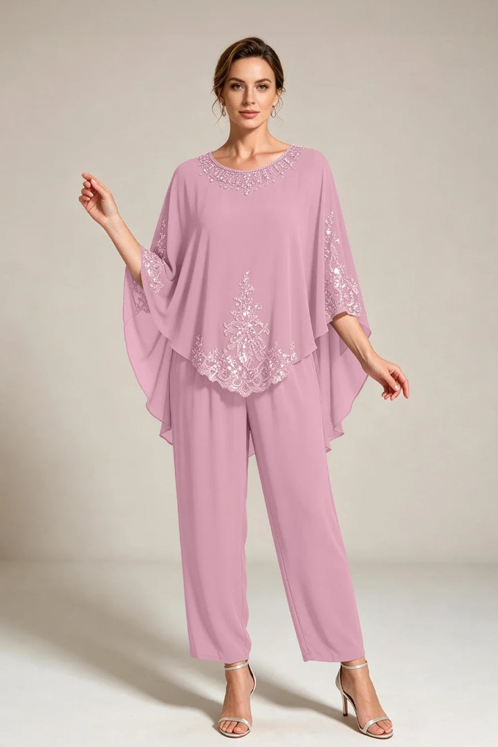 Ilse | Chiffon Broekpak met Cape-Mouwen