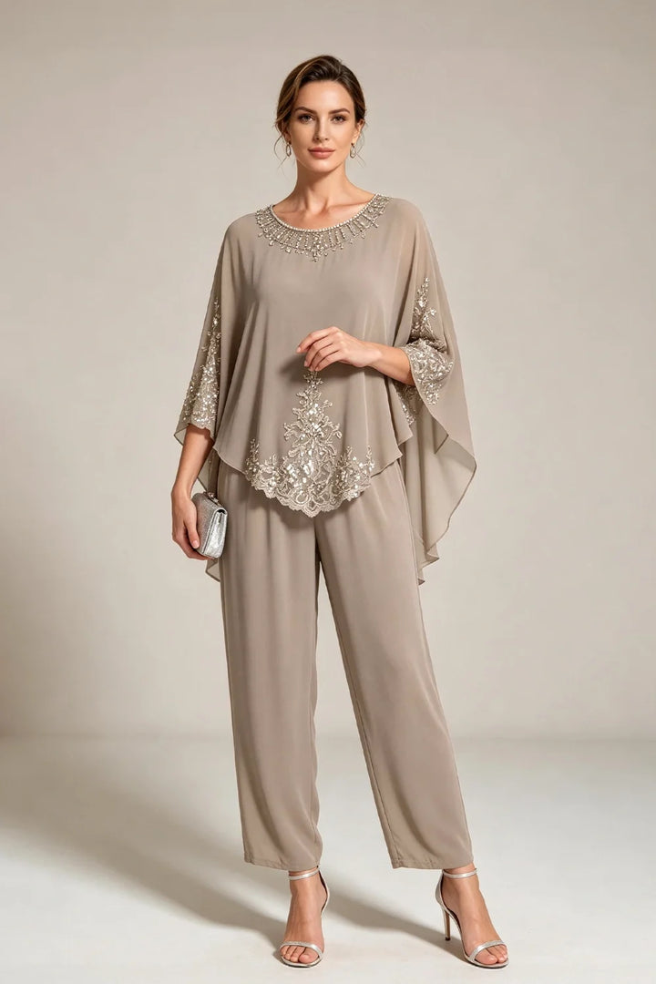 Ilse | Chiffon Broekpak met Cape-Mouwen