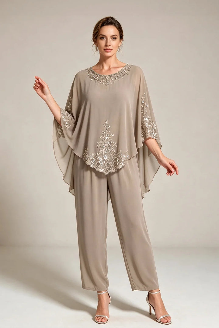 Ilse | Chiffon Broekpak met Cape-Mouwen