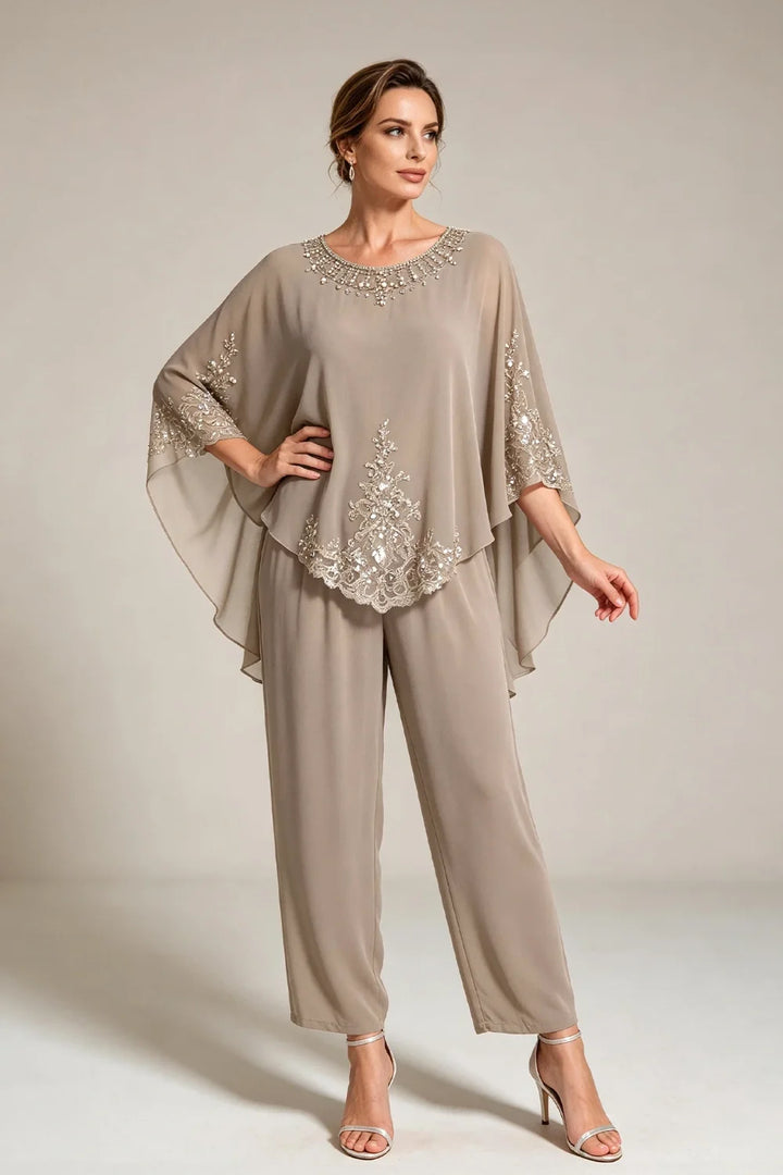 Ilse | Chiffon Broekpak met Cape-Mouwen