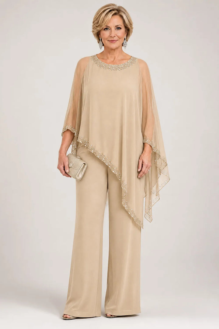 Claudia | Formeel Chiffon Broekpak met Cape