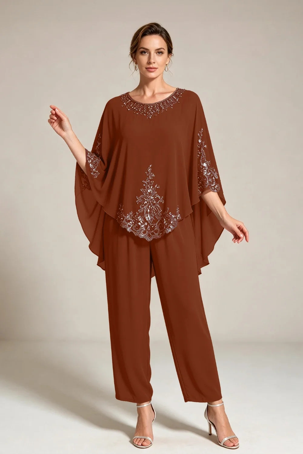 Ilse | Chiffon Broekpak met Cape-Mouwen