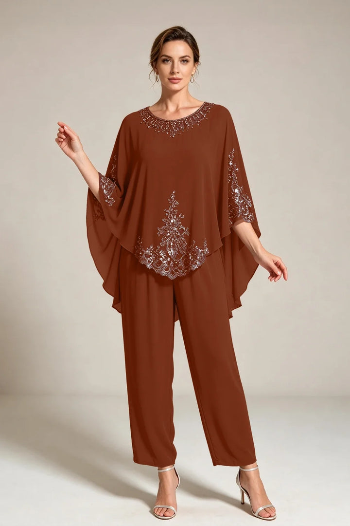 Ilse | Chiffon Broekpak met Cape-Mouwen