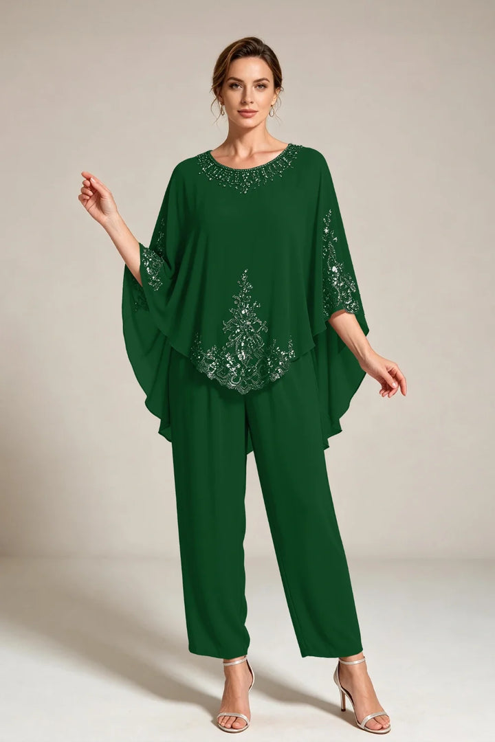 Ilse | Chiffon Broekpak met Cape-Mouwen