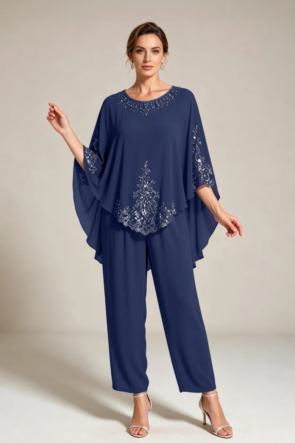 Ilse | Chiffon Broekpak met Cape-Mouwen