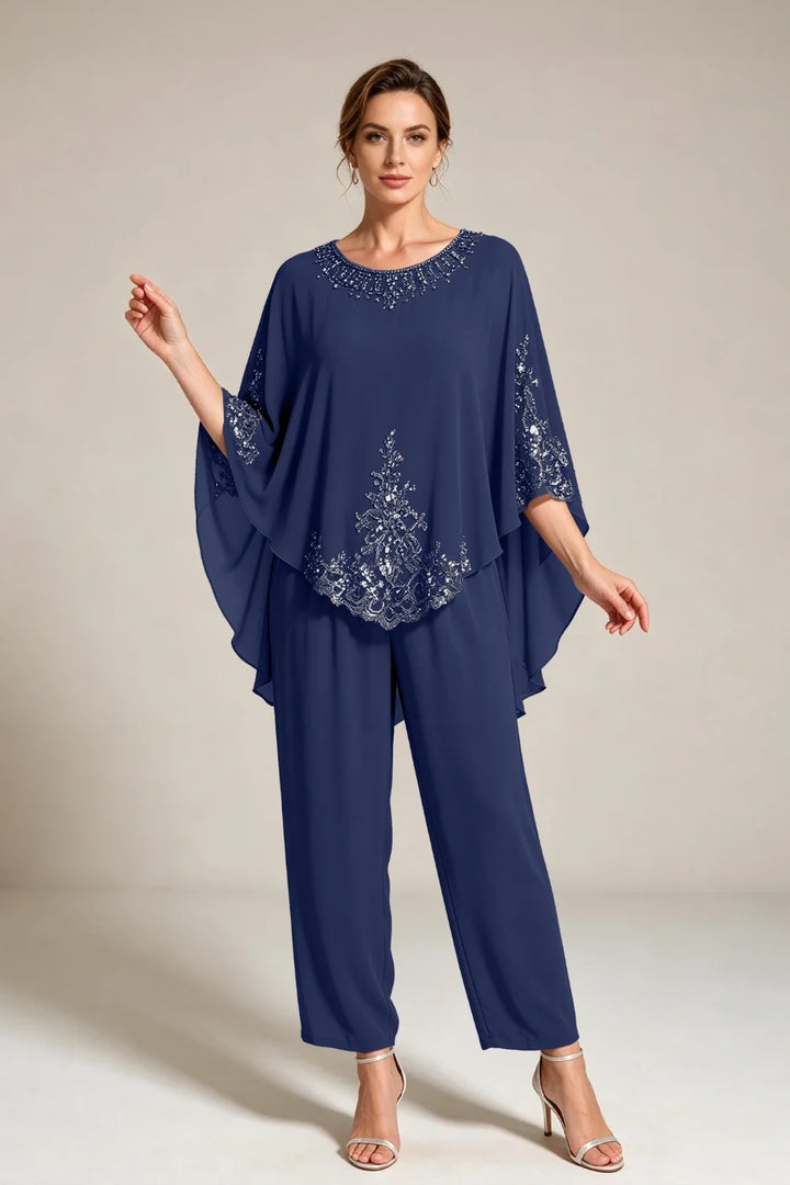 Ilse | Chiffon Broekpak met Cape-Mouwen